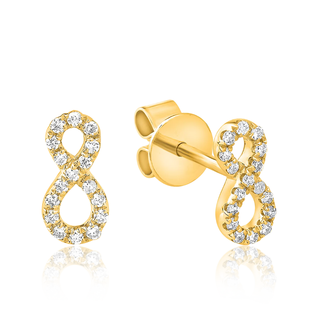 14K жълти златни обеци с 0.12ct диаманта
