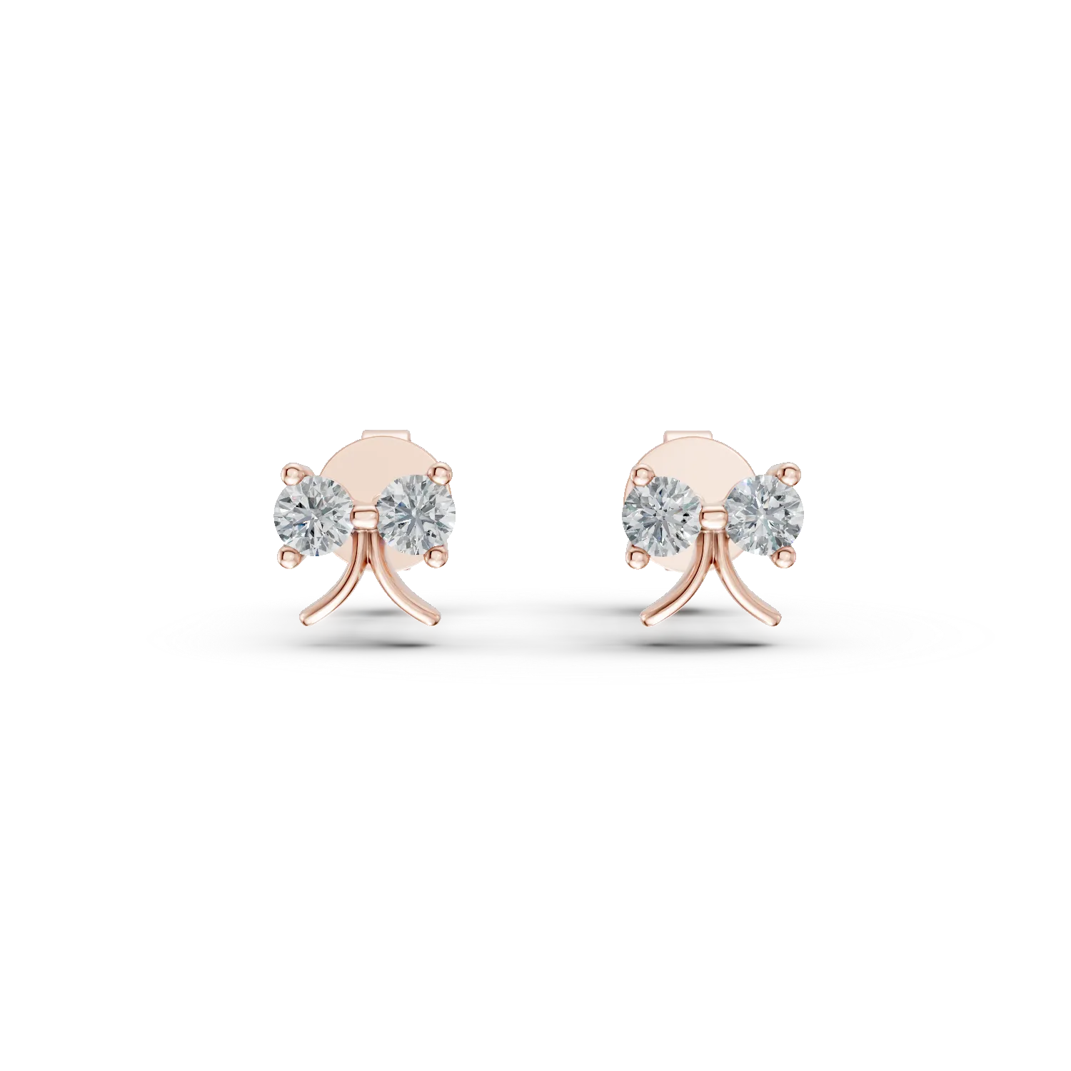 Fülbevaló Csokor 14K-os rózsaszín aranyból 0.118ct gyémánttal