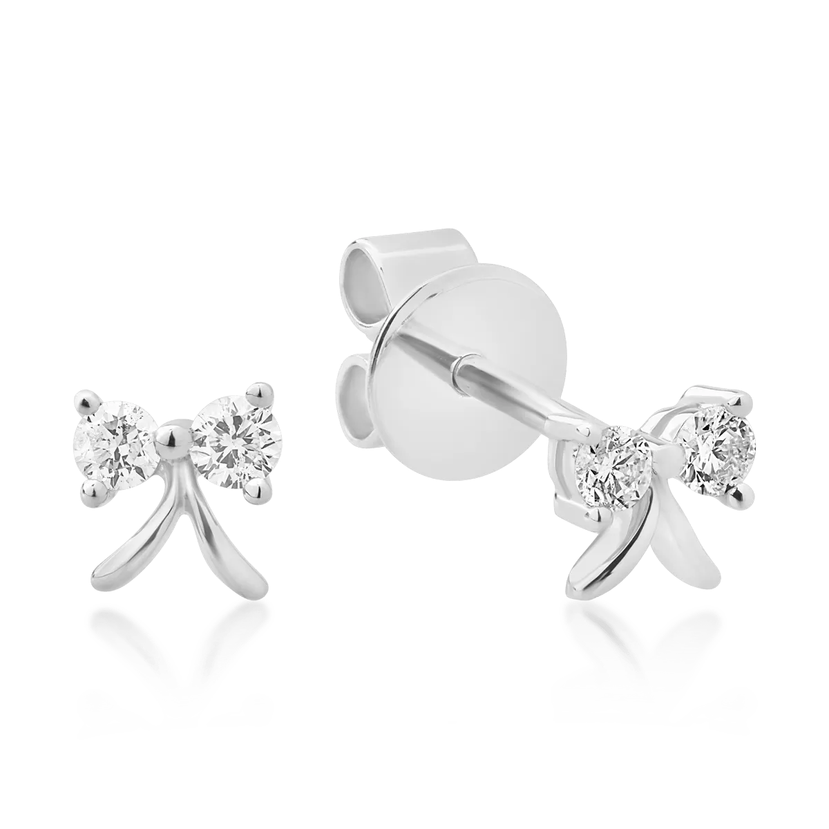 Cercei fundita din aur alb cu diamante de 0.117ct