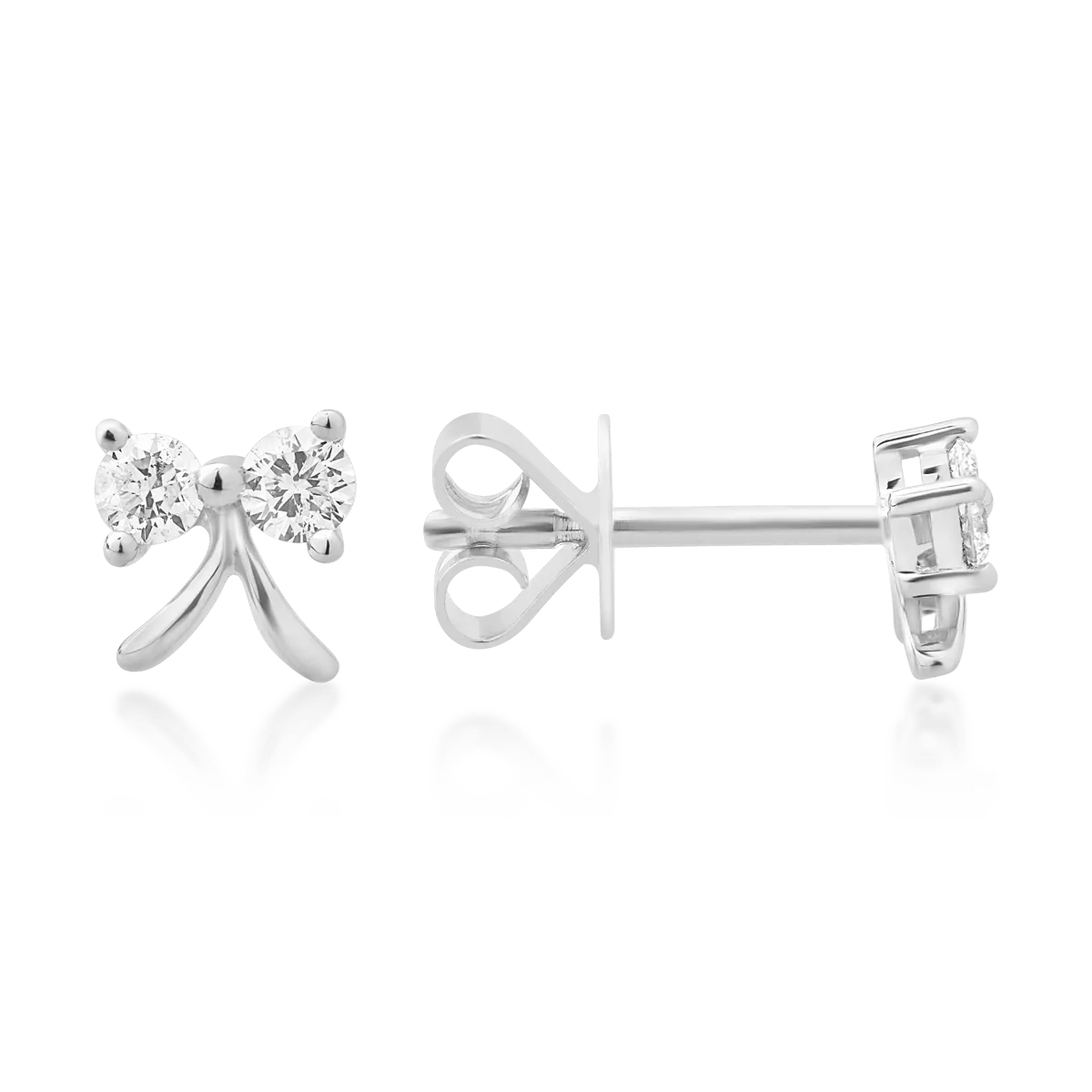 14K бели златни обеци с 0.11ct диаманта