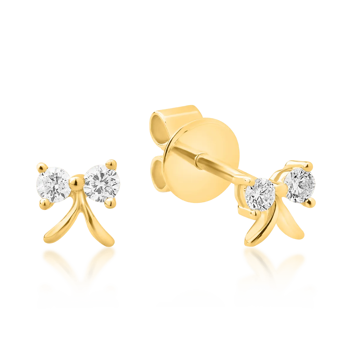 14K жълти златни обеци с 0.11ct диаманта