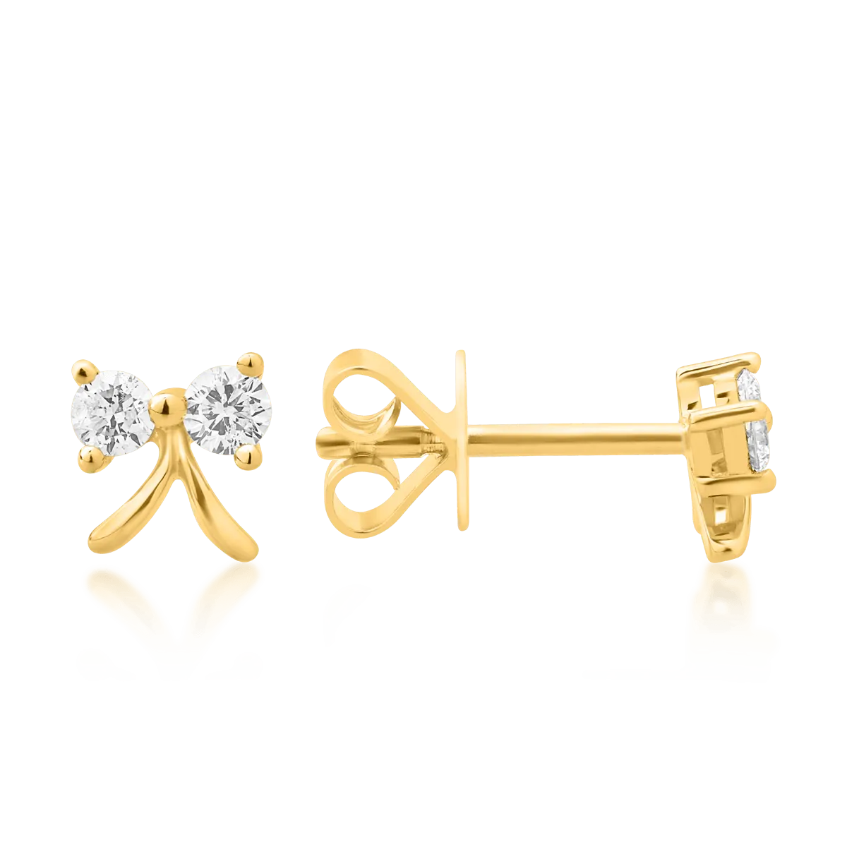14K жълти златни обеци с 0.11ct диаманта