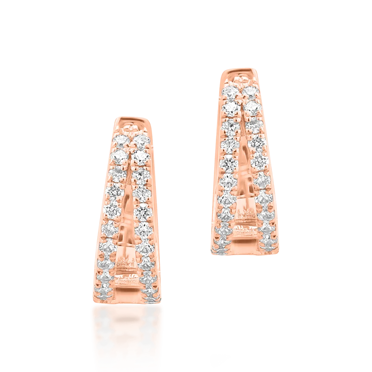 Cercei din aur roz cu diamante de 0.17ct