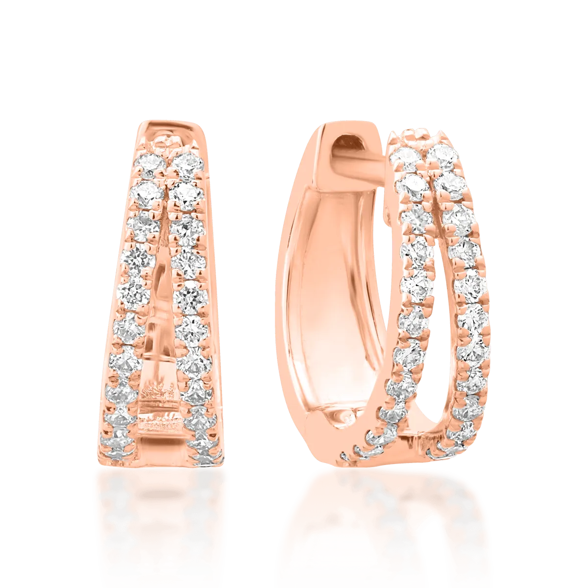 Cercei din aur roz cu diamante de 0.17ct