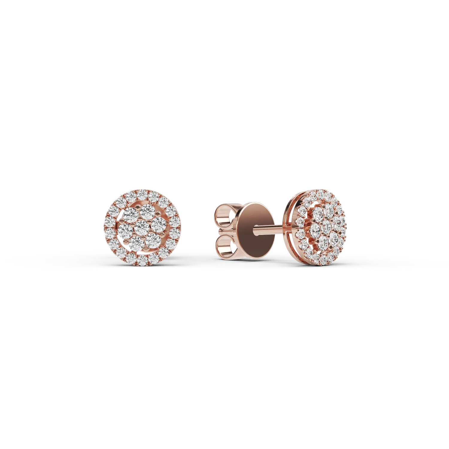 14K розови златни обеци с 0.276ct диаманта