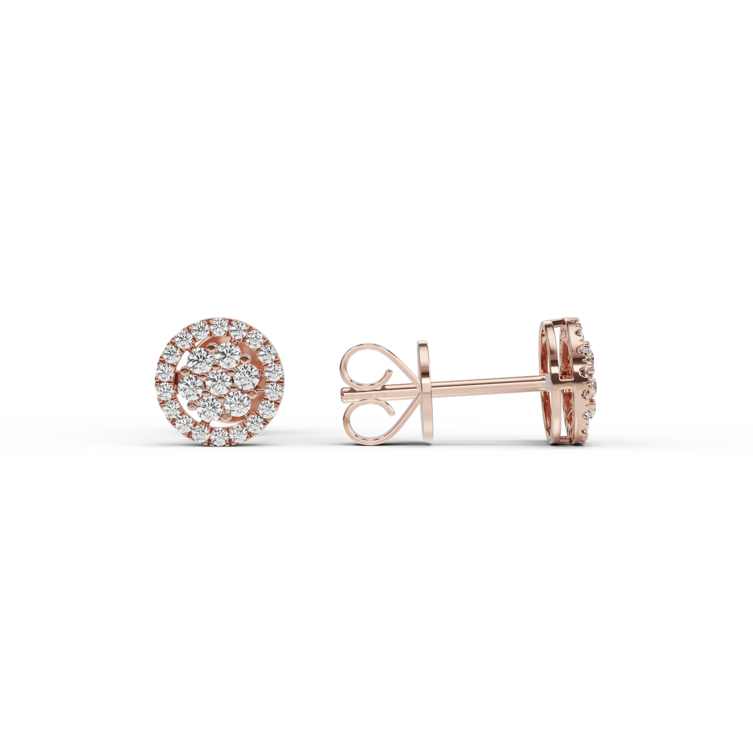 14K розови златни обеци с 0.276ct диаманта