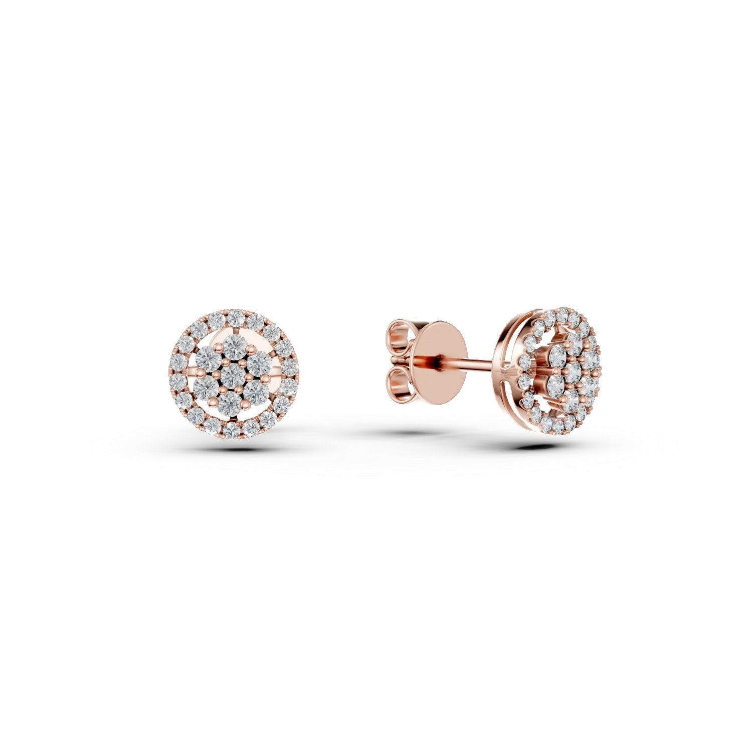 Cercei din aur roz cu diamante de 0.276ct