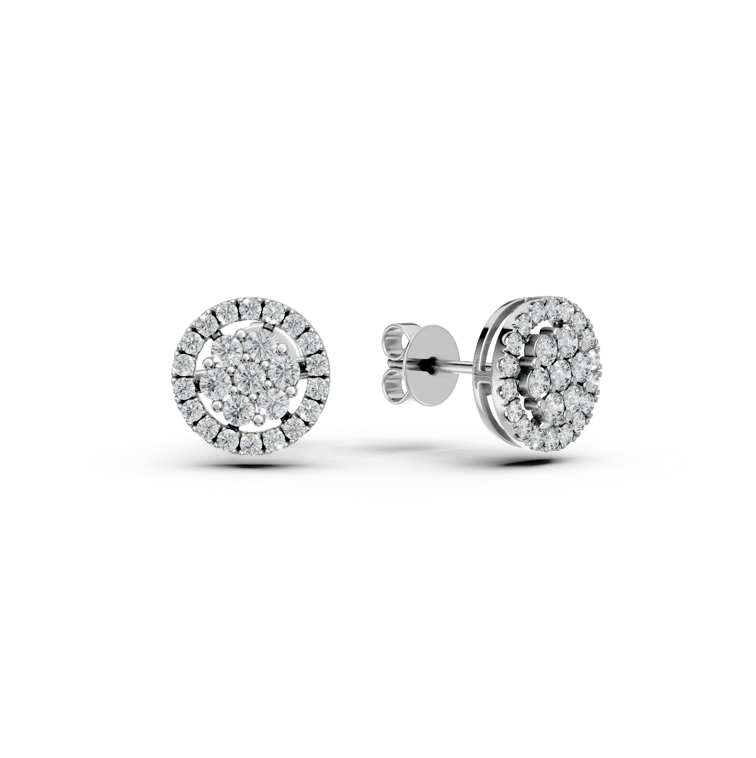 14K бели златни обеци с 0,276ct диаманта