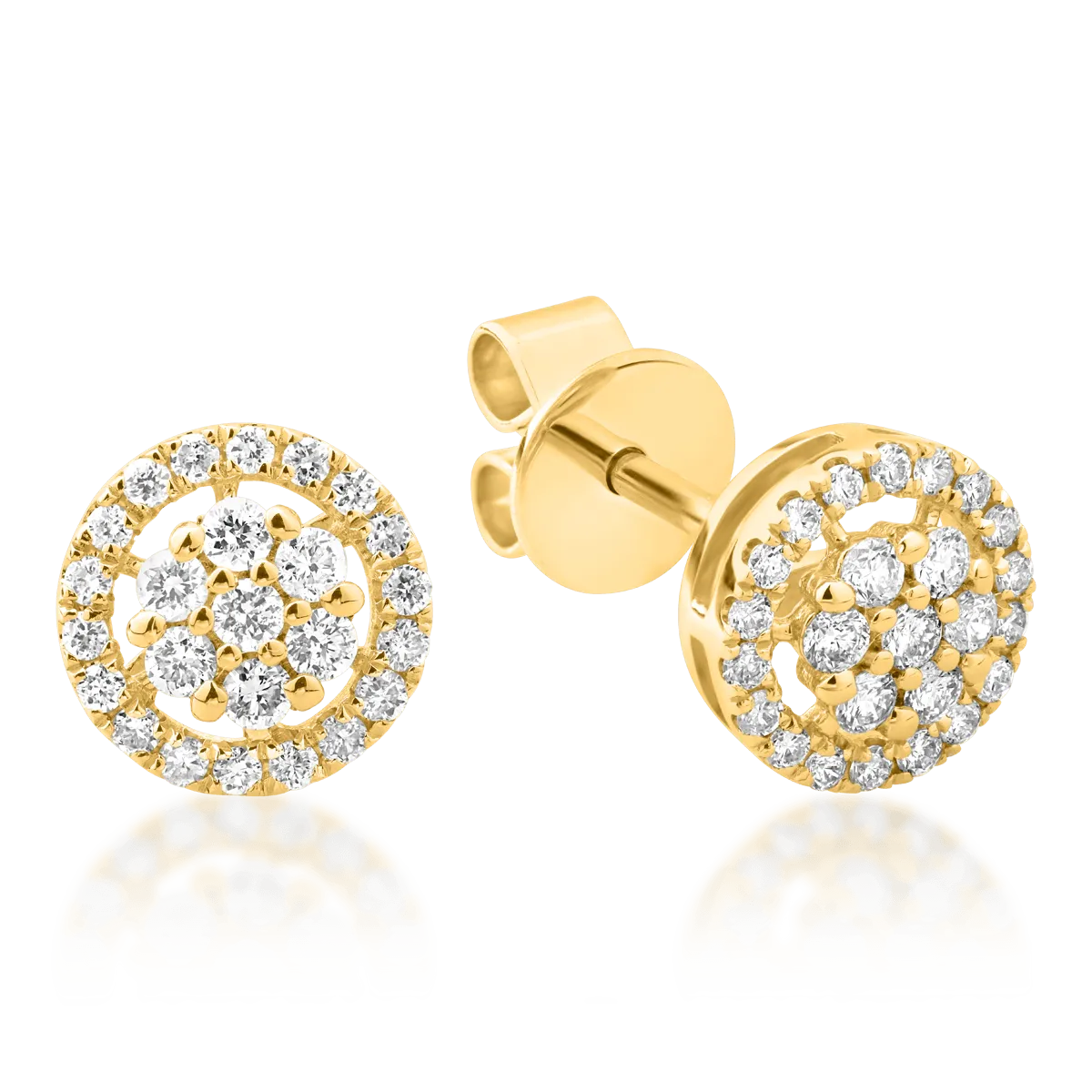 Cercei din aur galben de 14K cu diamante de 0.28ct