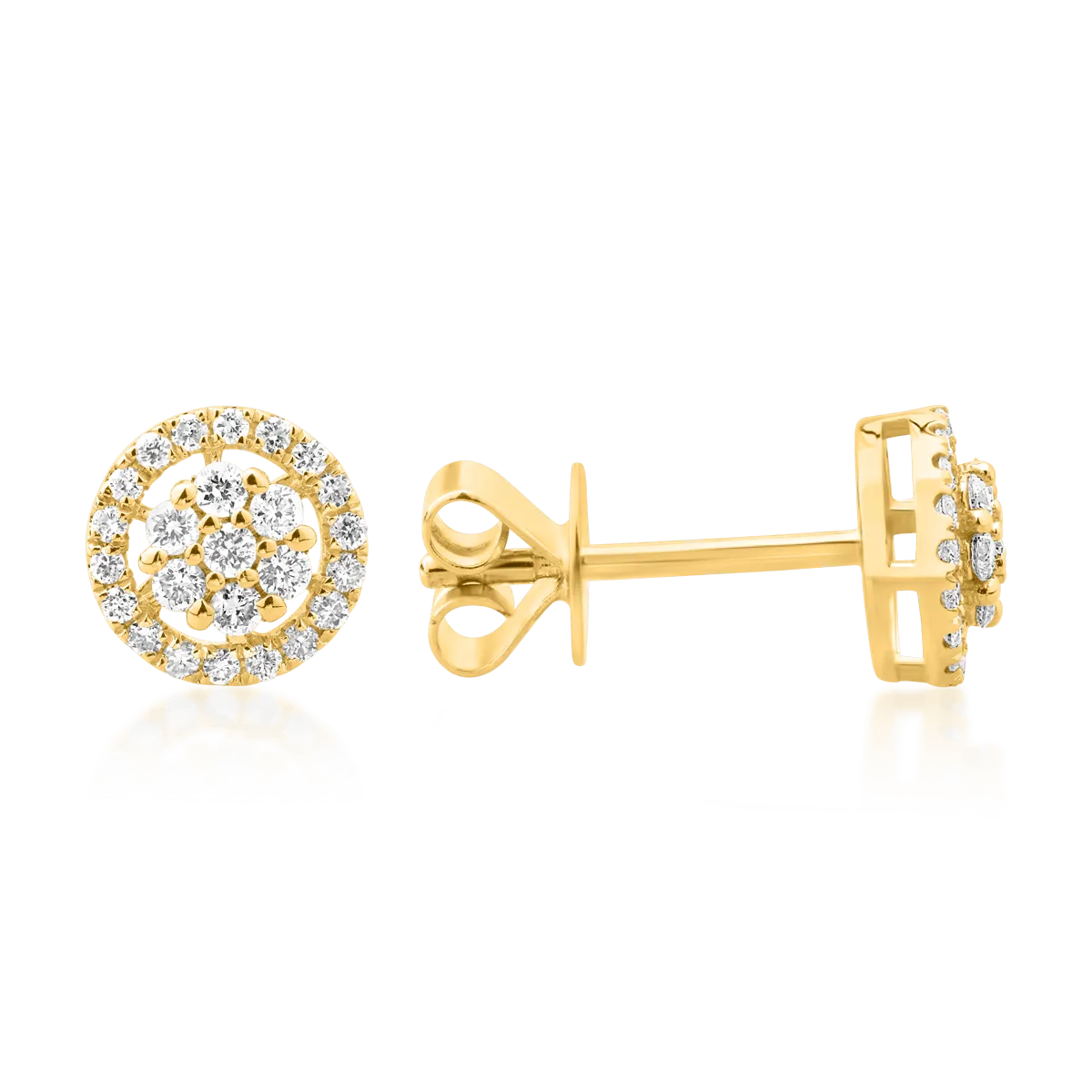 14K жълти златни обеци с 0,27ct диаманта