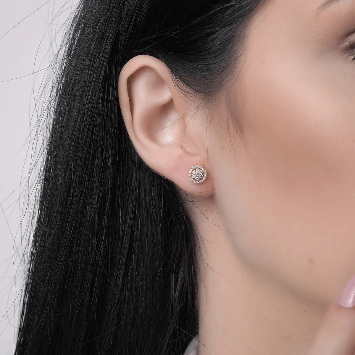 14K жълти златни обеци с 0,27ct диаманта