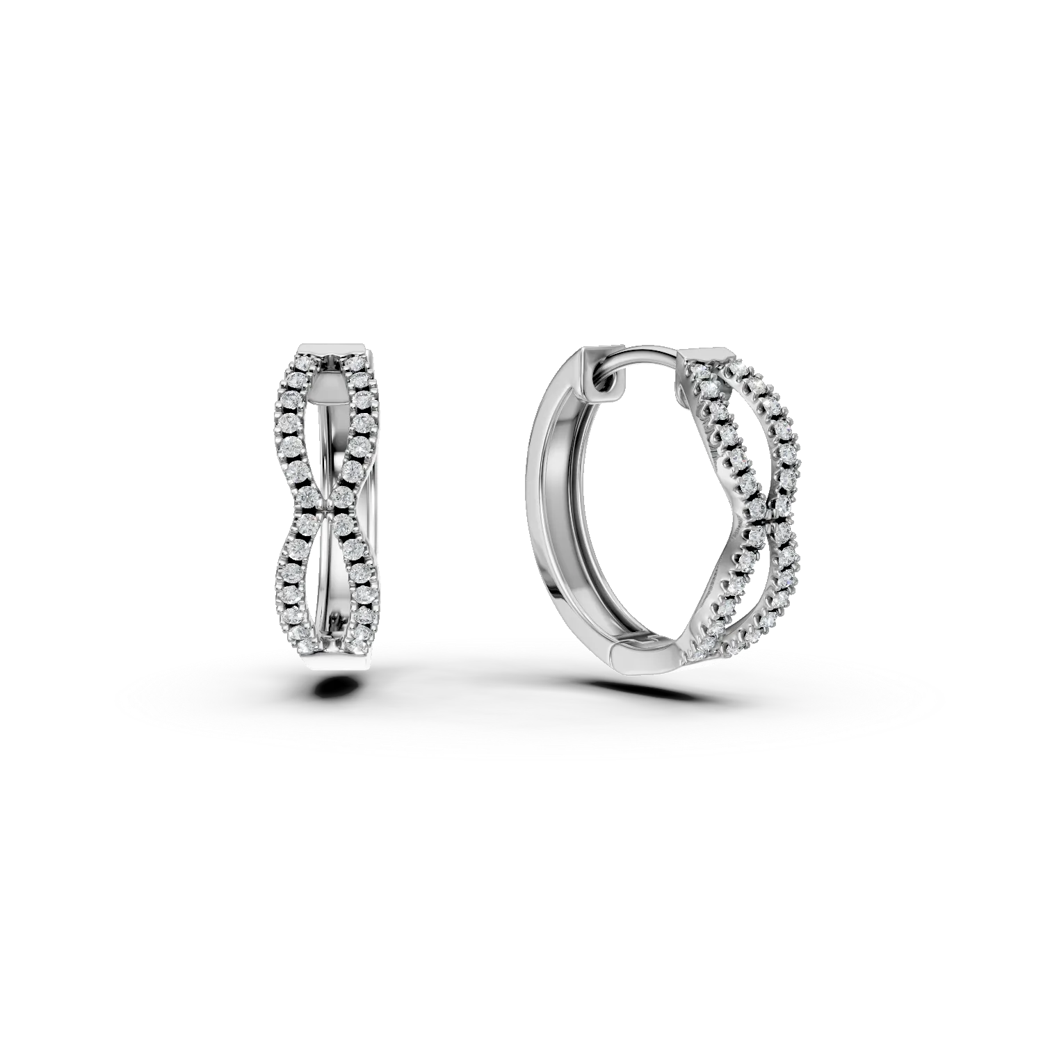 Cercei infinit din aur alb de 14K cu diamante de 0.15ct