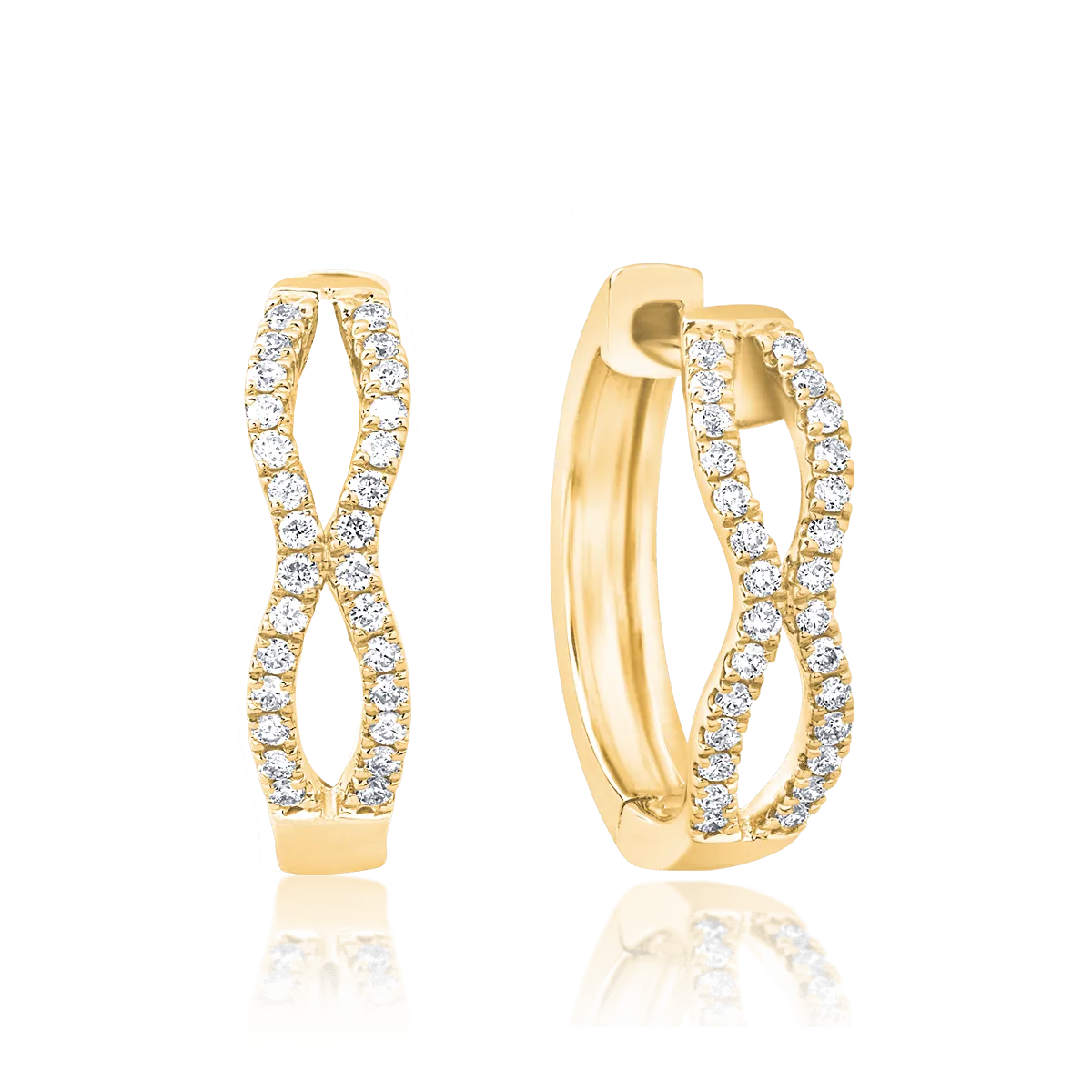 Cercei infinit din aur galben de 14K cu diamante de 0.15ct