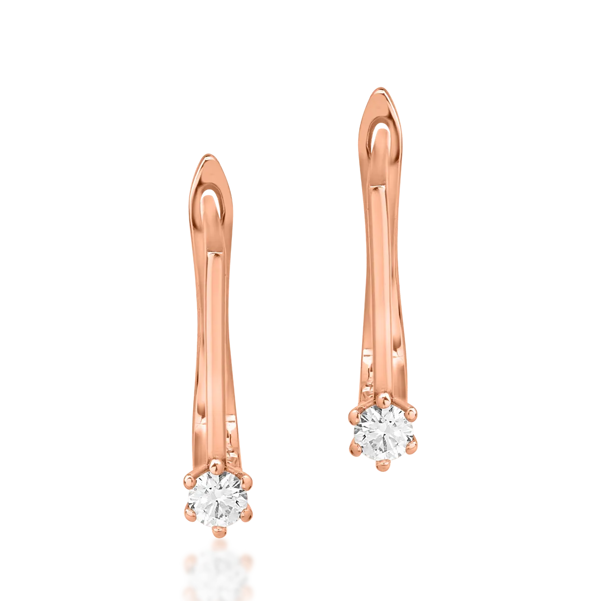 Cercei din aur roz cu diamante de 0.15ct