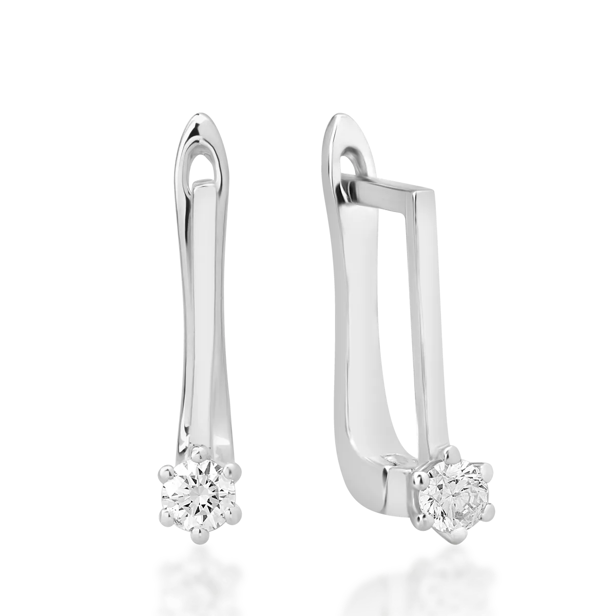 18K бели златни обеци с 0,15ct диаманта