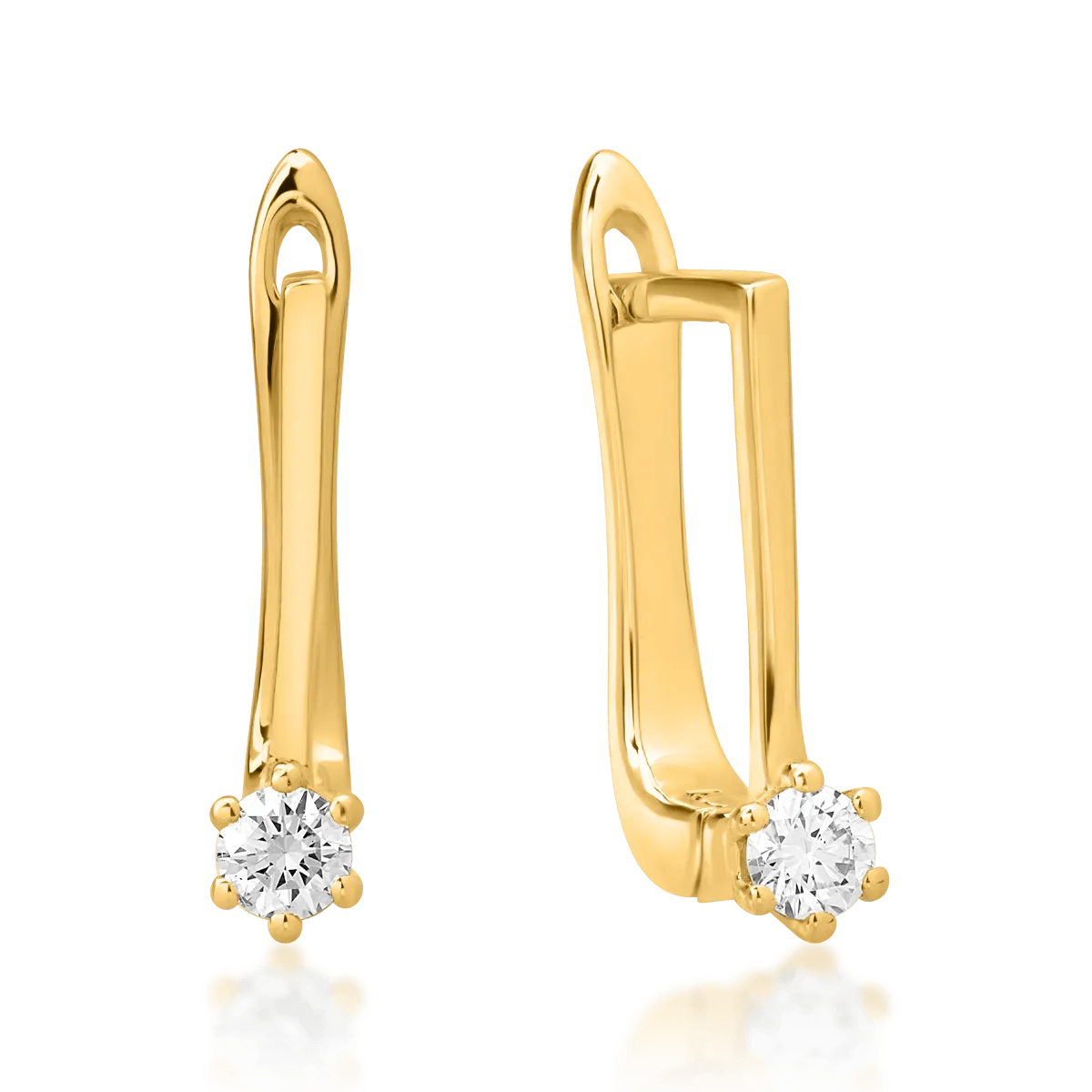 18K жълти златни обеци с 0.15ct диаманта
