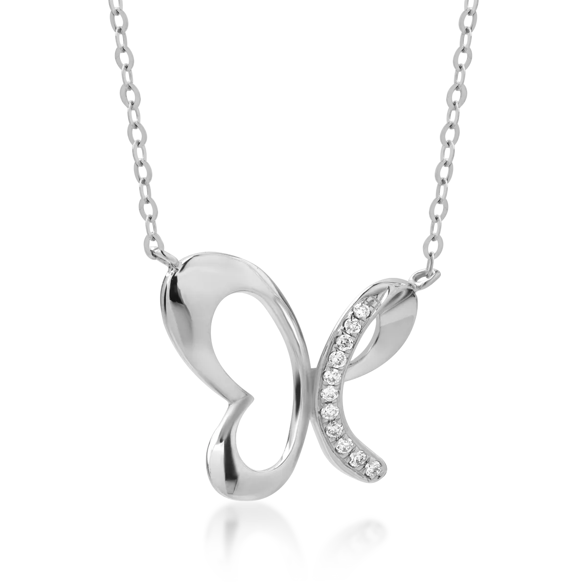 18K white gold pendant chain with 0.027ct diamonds