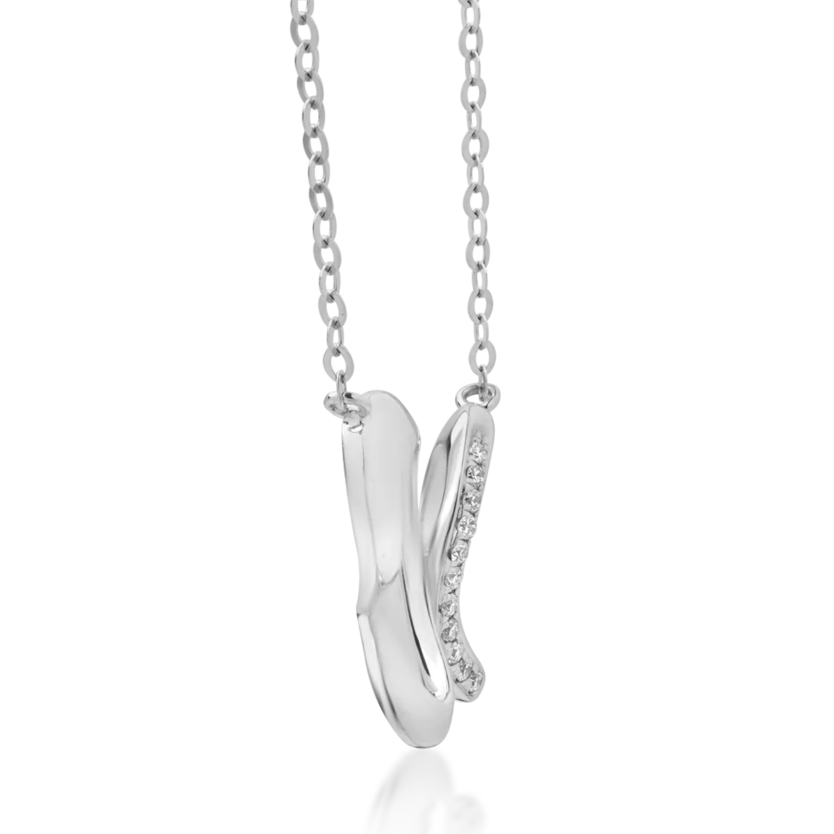 18K white gold pendant chain with 0.027ct diamonds