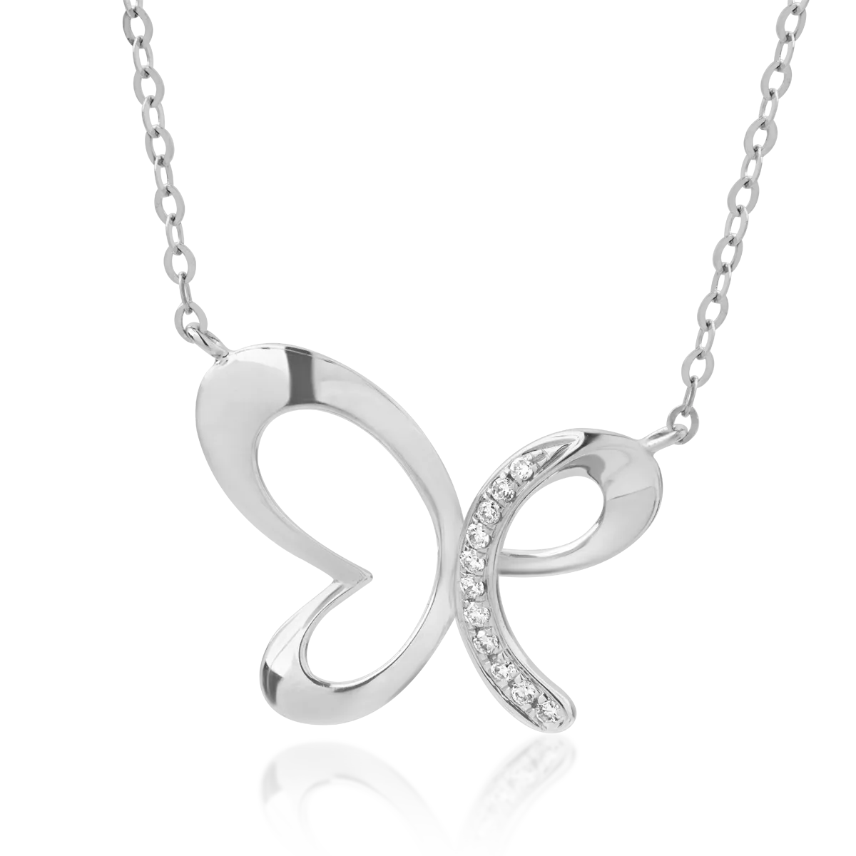 Lant cu pandantiv din aur alb de 18K cu diamante de 0.027ct-52397