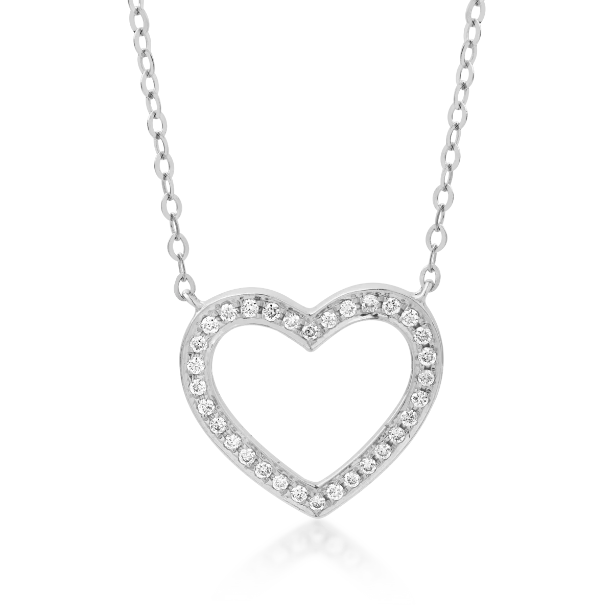 18K white gold heart pendant necklace with 0.068ct diamonds