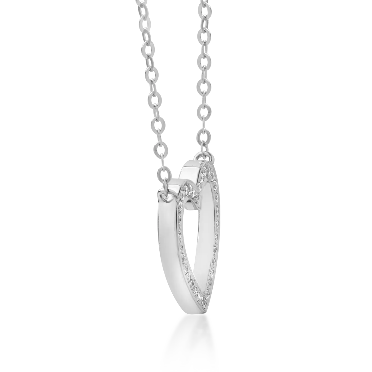 18K white gold heart pendant necklace with 0.068ct diamonds