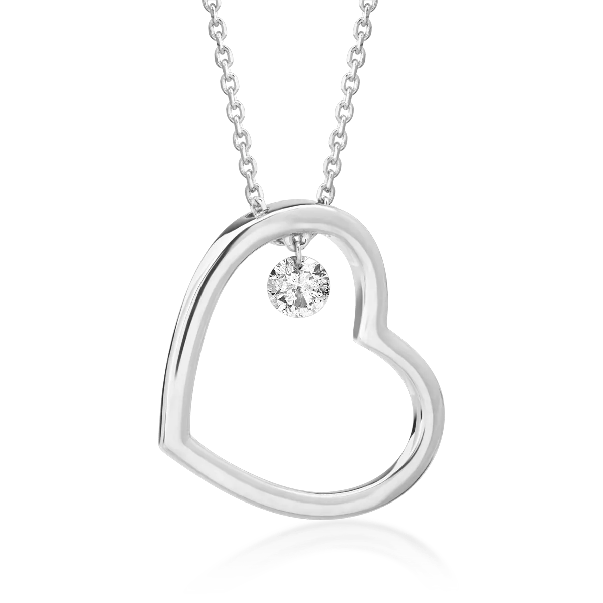 Nyaklánc szív alakú medállal 18K-os fehér aranyból 0,15ct gyémánttal