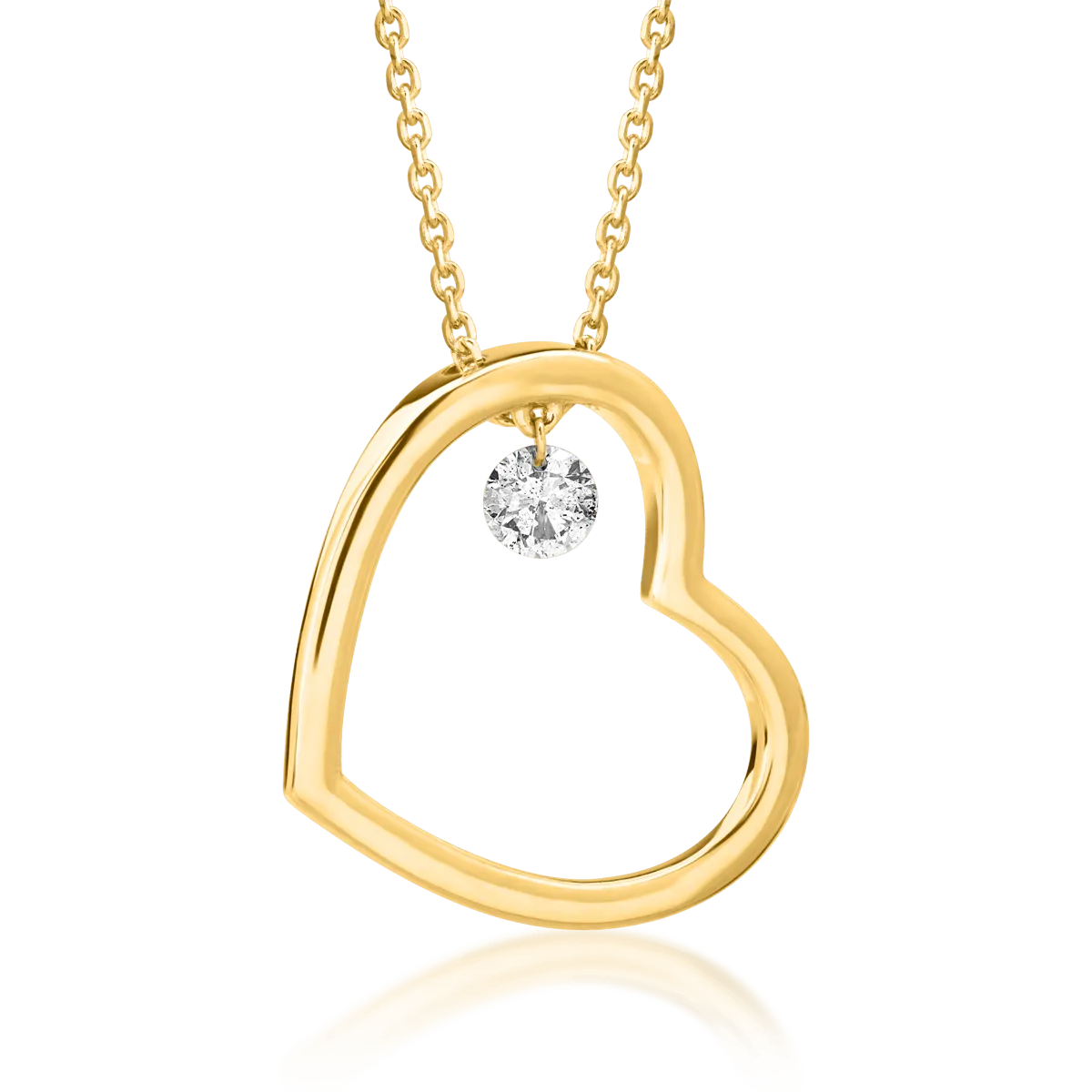 Колие от жълто злато 18К с диамант 0.15ct