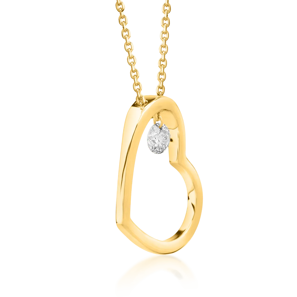 Колие от жълто злато 18К с диамант 0.15ct