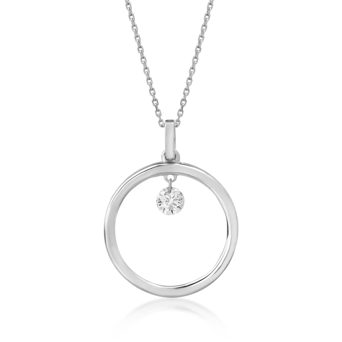 Lant cu pandantiv din aur alb cu diamante de 0.11ct