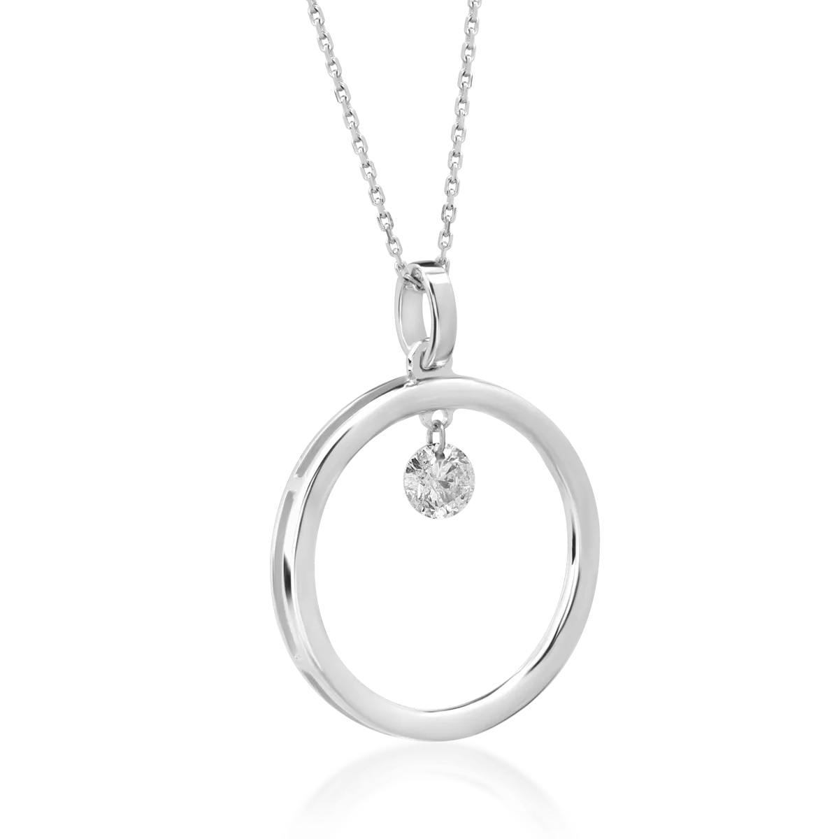 Lant cu pandantiv din aur alb cu diamante de 0.11ct