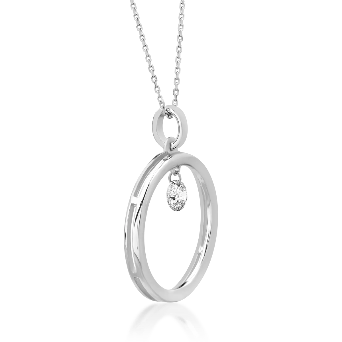 Lant cu pandantiv din aur alb cu diamante de 0.11ct