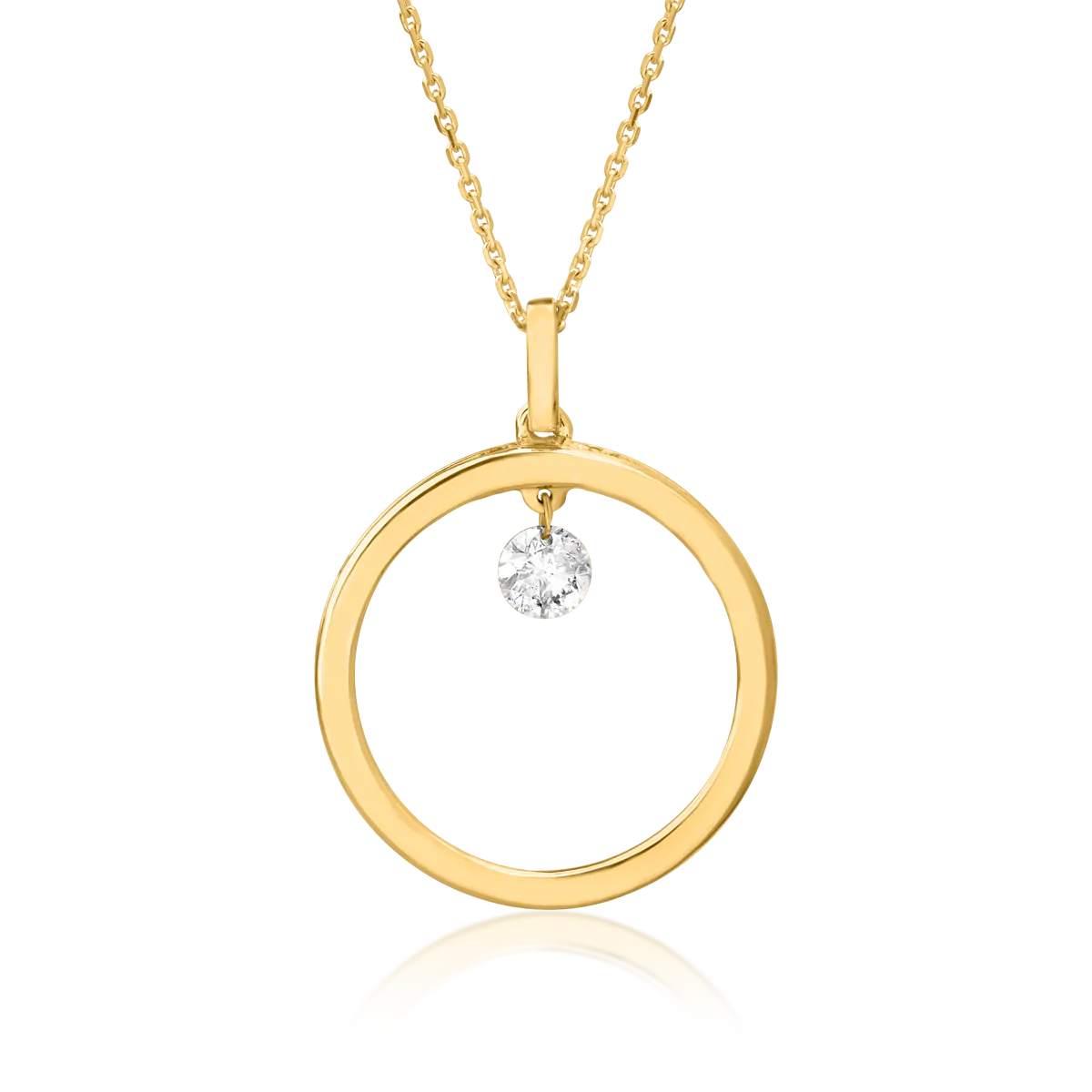 18K yellow gold chain with pendant with diamond of 0.11ct