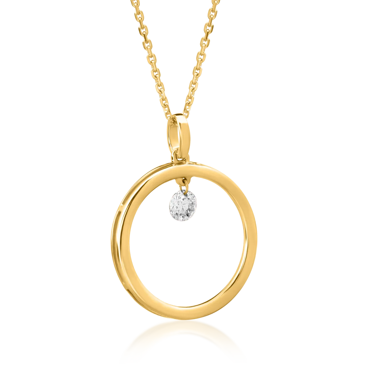 18K yellow gold chain with pendant with diamond of 0.11ct