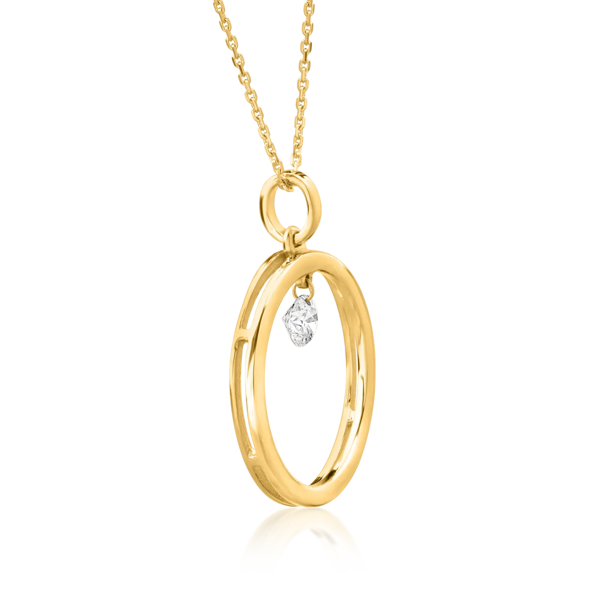 18K yellow gold chain with pendant with diamond of 0.11ct