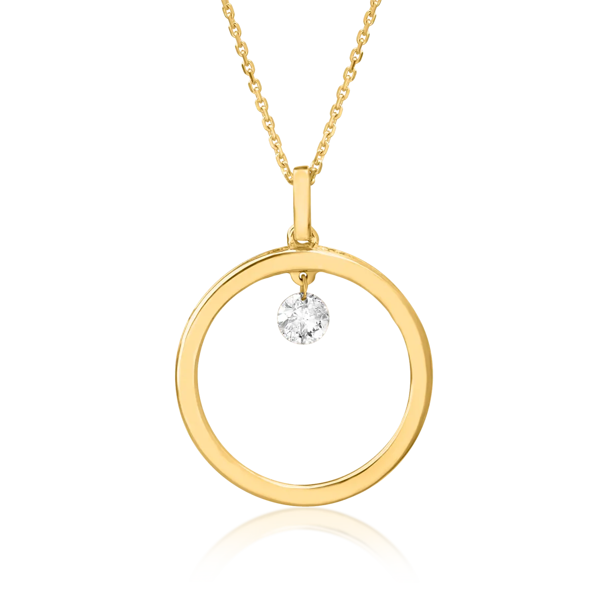 Lant cu pandantiv din aur galben de 18K cu diamant de 0.11ct-54202