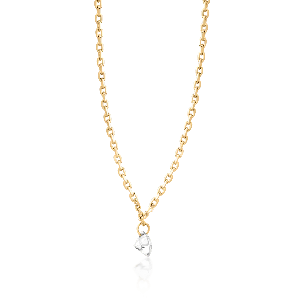 18K yellow gold pendant chain with 0.08ct diamond