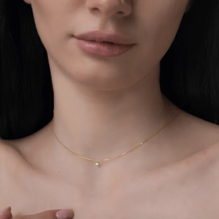 18K yellow gold pendant chain with 0.08ct diamond