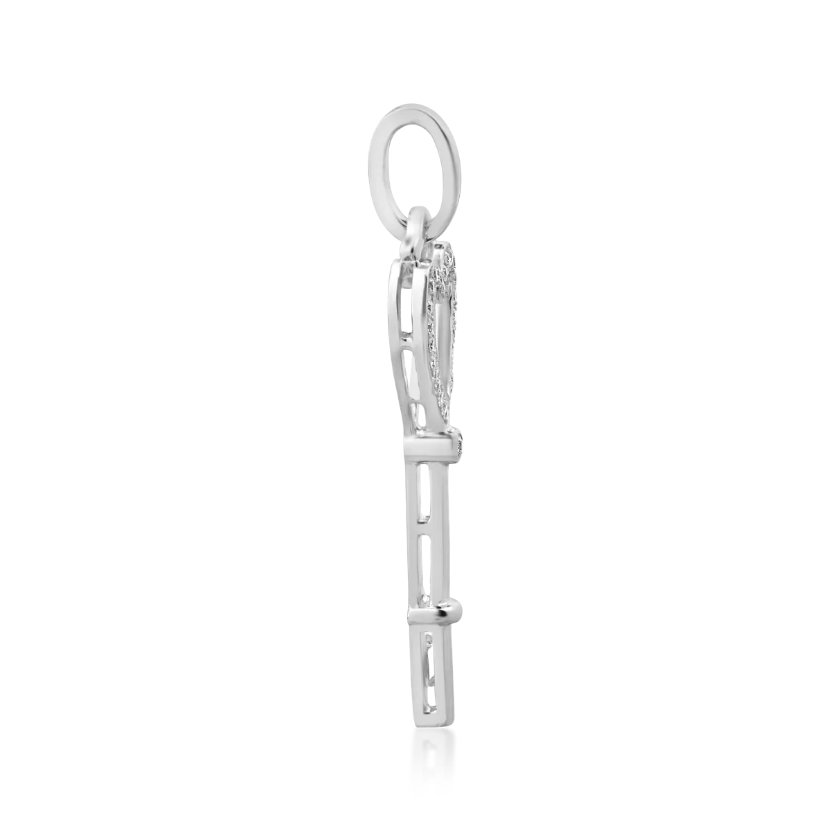 Pandantiv cheie din aur alb cu diamante de 0.08ct