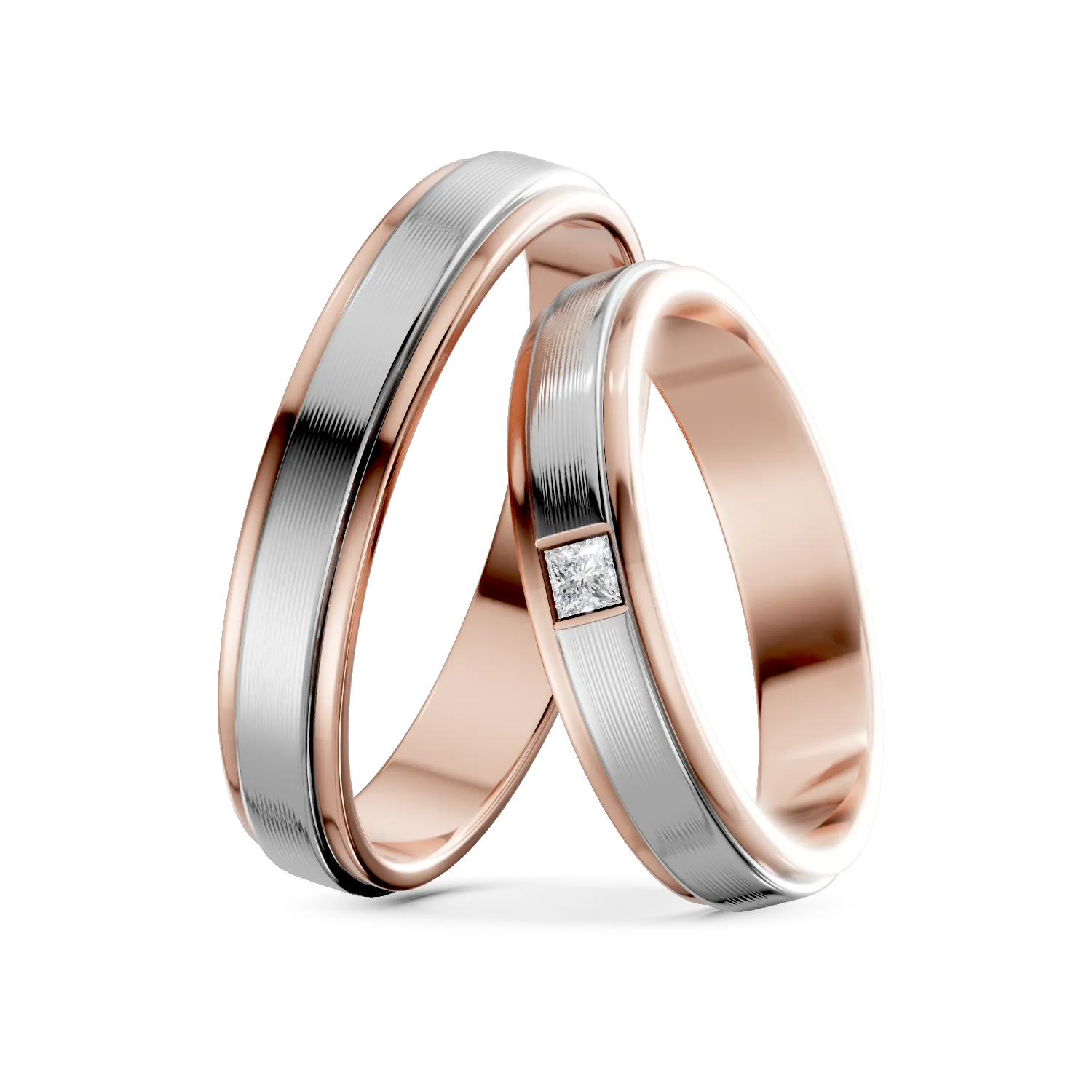 14K rose-white-rose gold TEI-COMELY wedding band