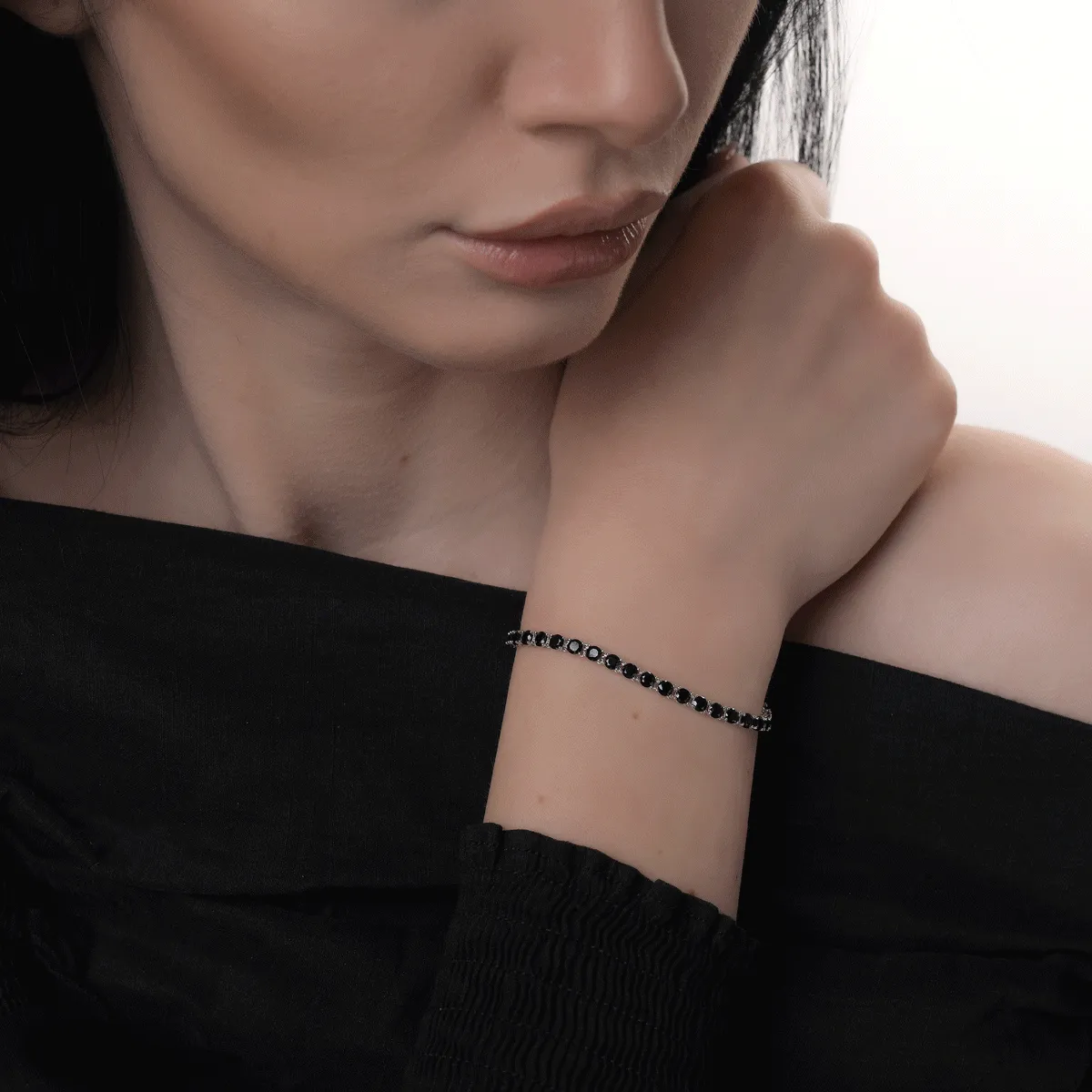 Bratara tennis din aur alb