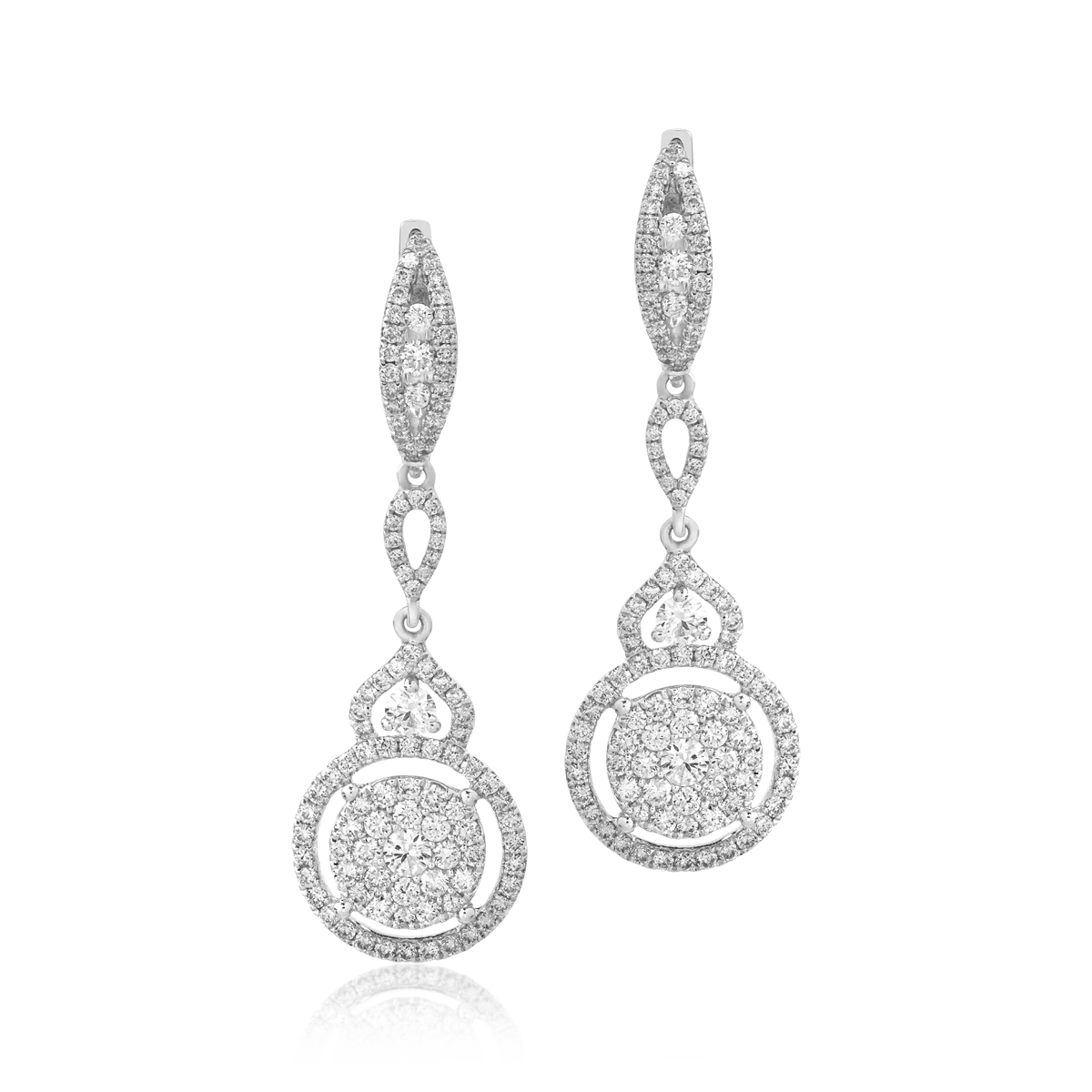 Cercei lungi din aur alb cu diamante de 1.5ct - 1 | YEO