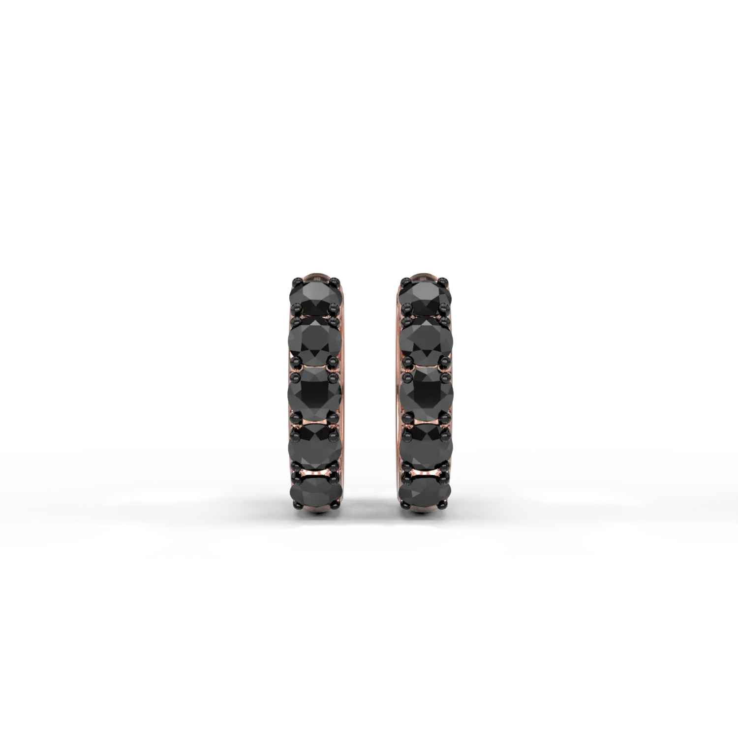 Cercei din aur roz de 18K cu diamante negre de 1.41ct