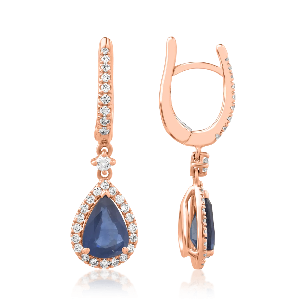 18K rose gold earrings with 2.13ct sapphires and 0.46ct diamonds