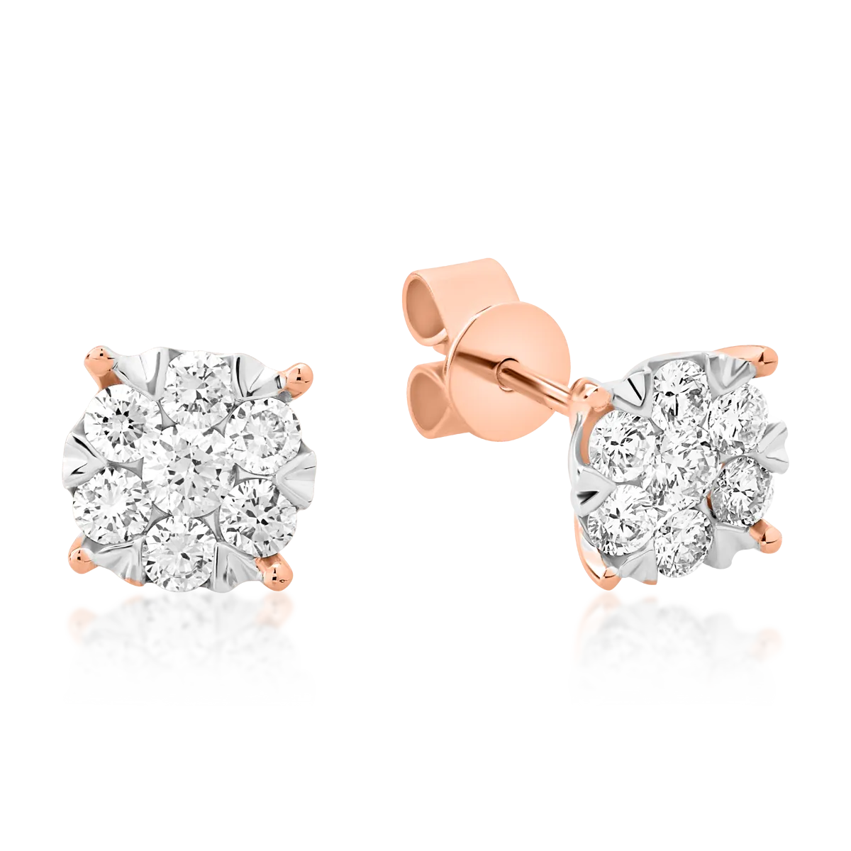 Cercei din aur alb-roz de 18K cu diamante de 0.5ct