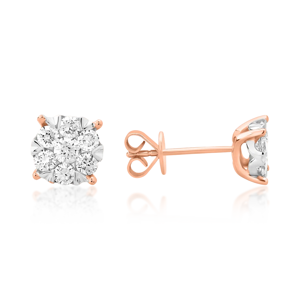 Cercei din aur alb-roz de 18K cu diamante de 0.5ct - 2 | YEO