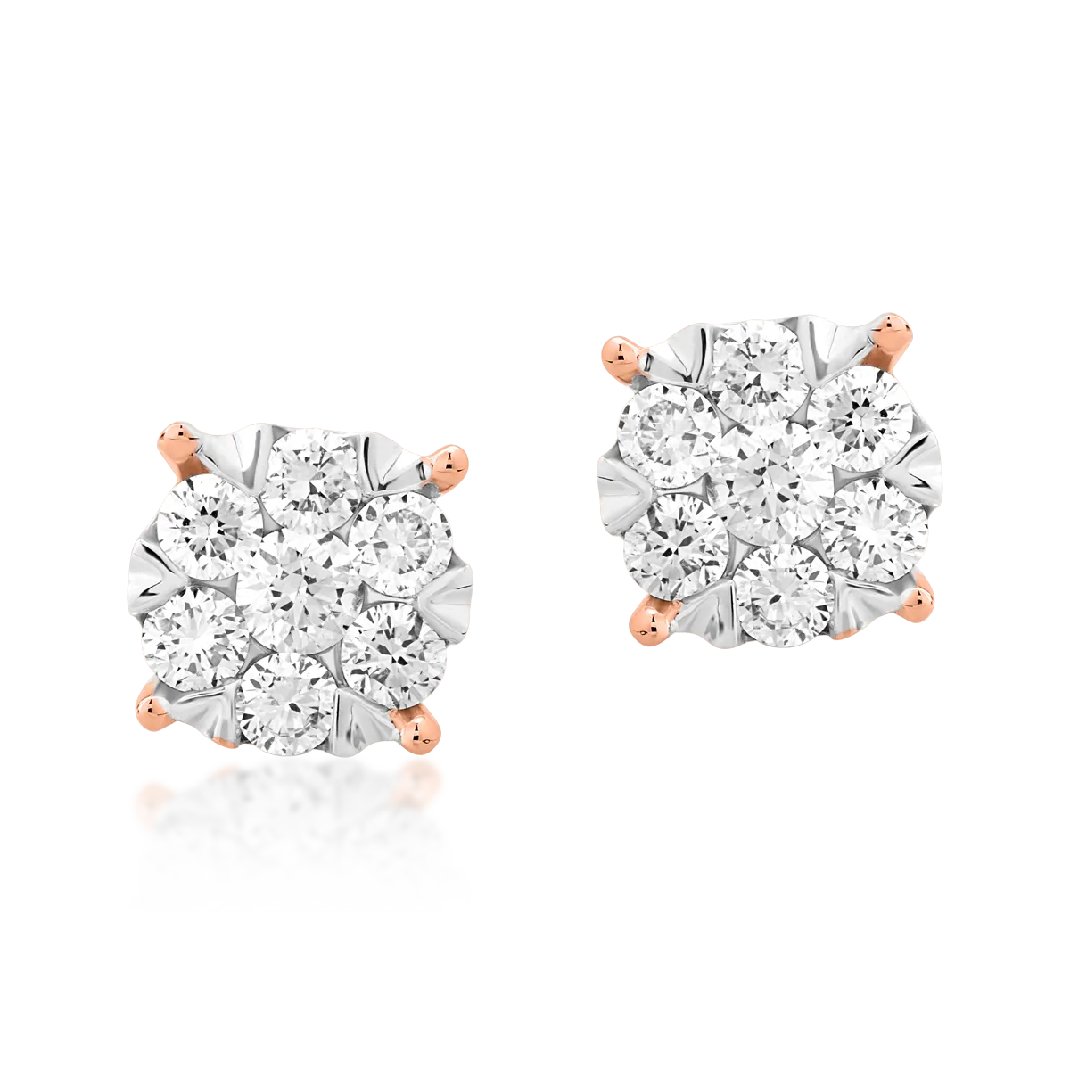 Cercei din aur alb-roz de 18K cu diamante de 0.5ct-122380