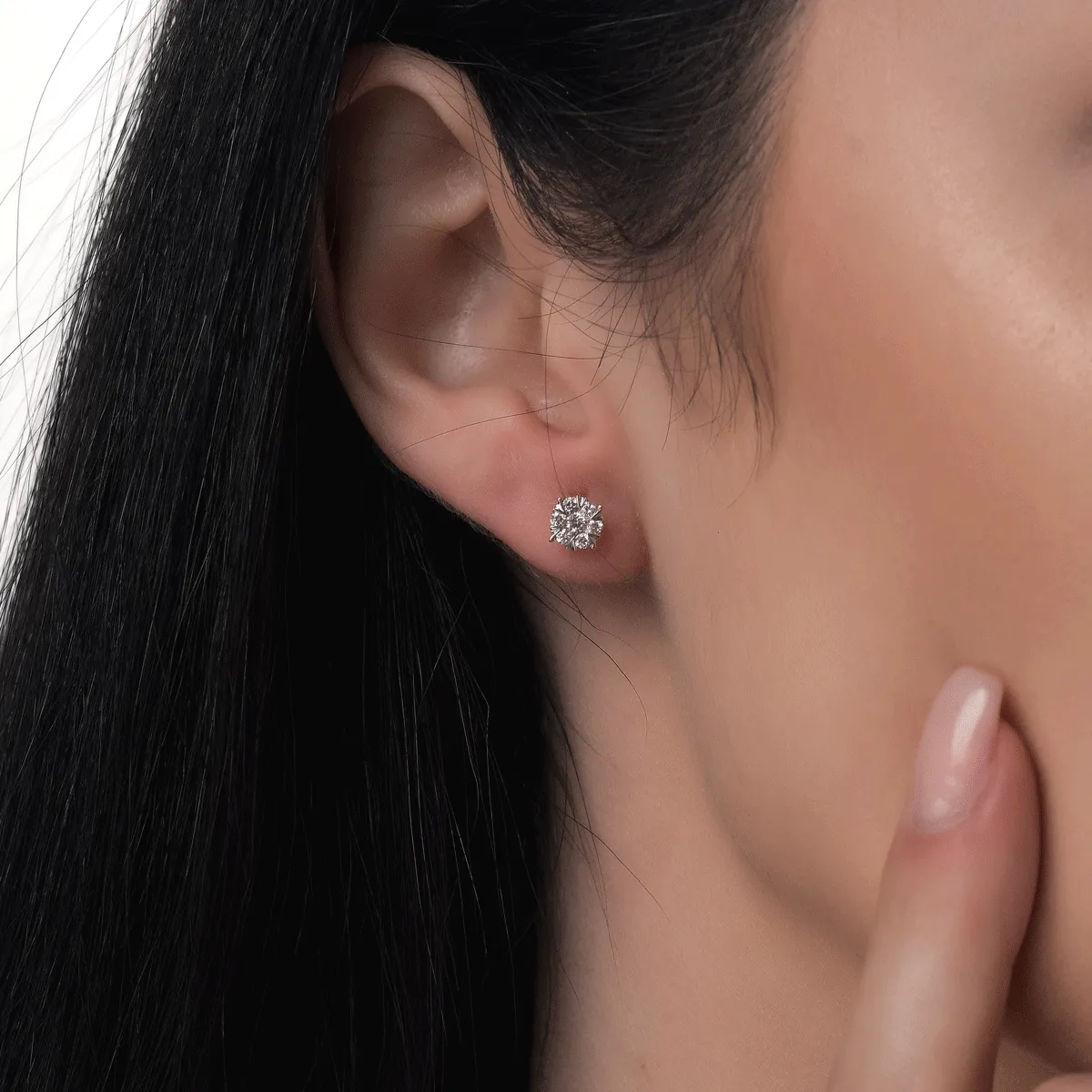 Kolczyki z 18K białego różowego złota z 0,34ct diamentami