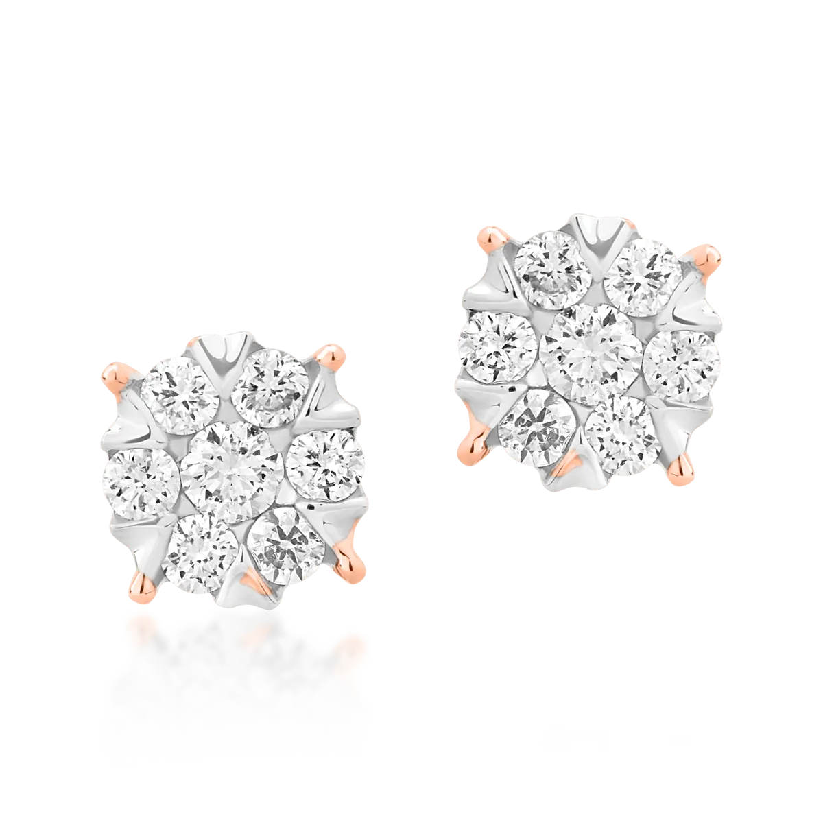 Cercei din aur alb-roz de 18K cu diamante de 0.2ct - 1 | YEO