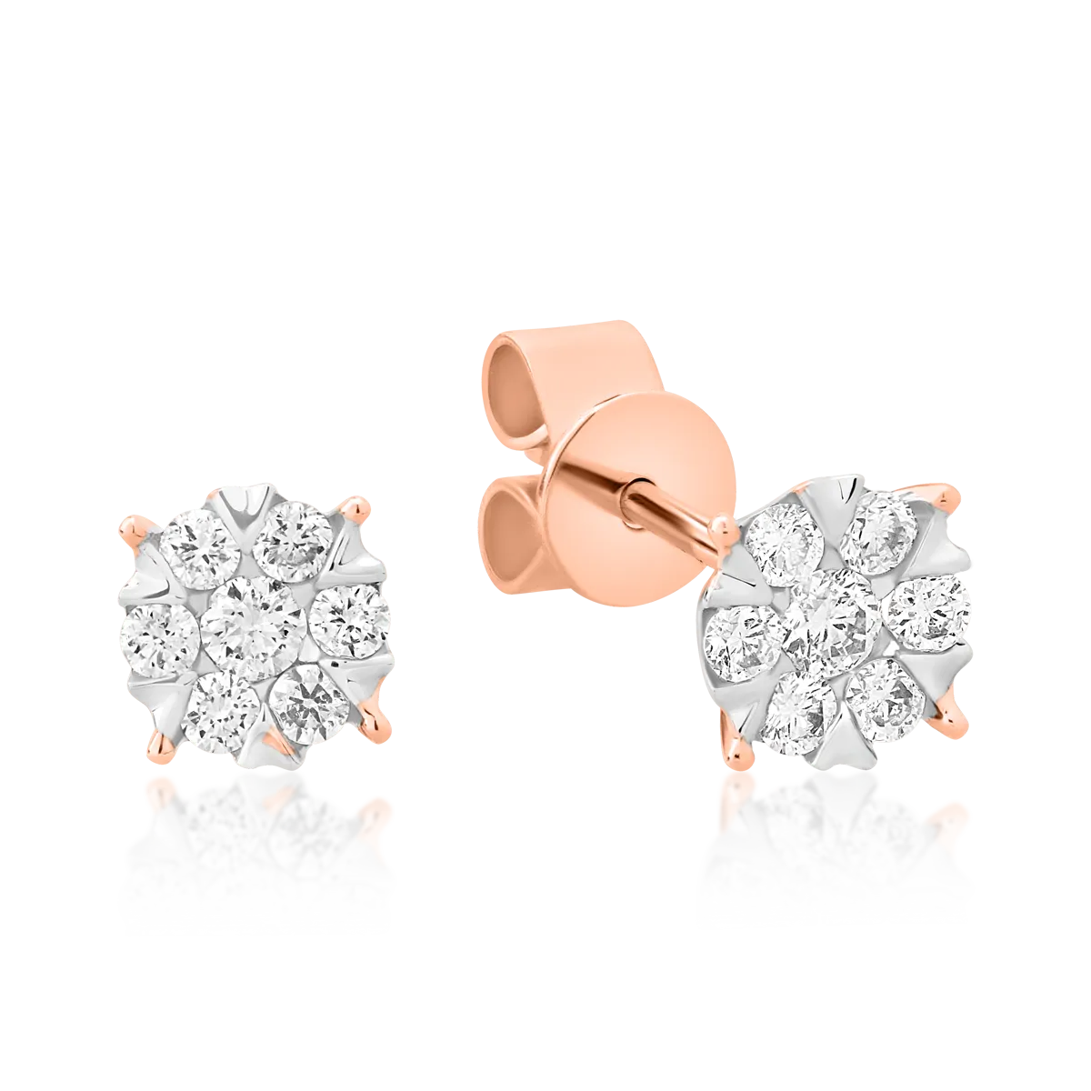 Cercei din aur alb-roz de 18K cu diamante de 0.2ct