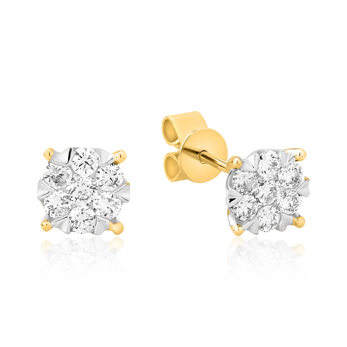 Cercei din aur alb-galben cu diamante de 0.5ct